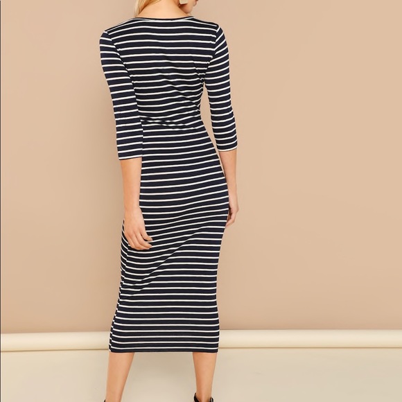 🆕Striped midi bodycon pencil dress - Picture 5 of 8